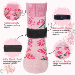 SCENEREAL dog socks for hardwood floors with double-sided grips help pets navigate better.