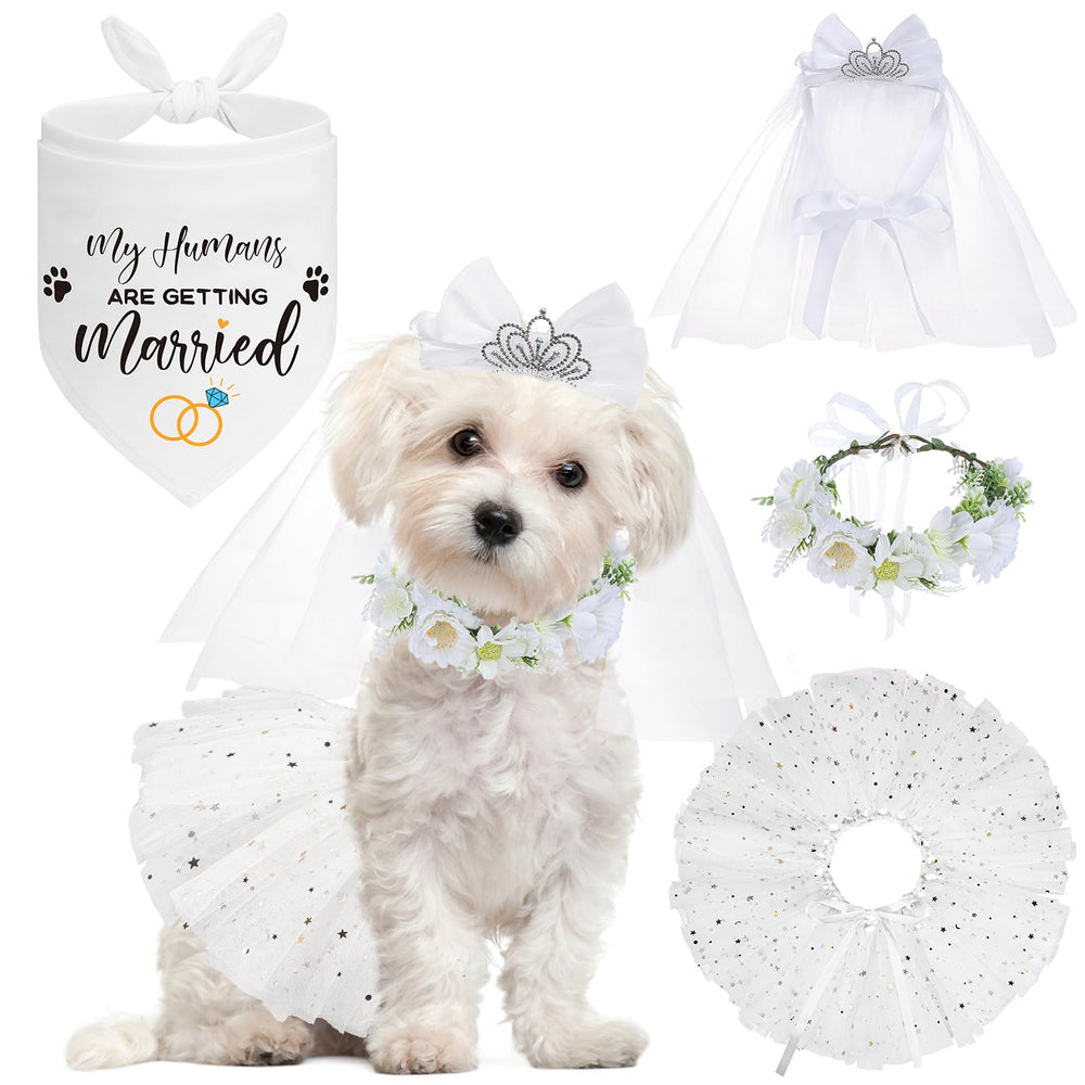 SCENEREAL dog wedding dress set pieces ready for cute wedding photos.
