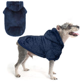 SCENEREAL fleece dog sweater hoodie navy-sm front view for warm winter walks