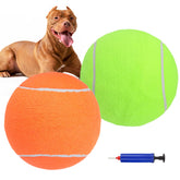 SCENEREAL Giant Tennis Ball for Dogs 2 Pack, front view, durable outdoor fetch toy for large breeds.