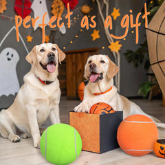 SCENEREAL Giant Tennis Ball for Dogs 2 Pack, side view, thickened material for longer-lasting play.