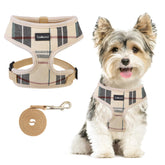 SCENEREAL puppy harness beige soft-mesh for comfortable daily walks.