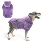 SCENEREAL sudadera para perro con capucha sherpa morada, ideal para climas fríos.