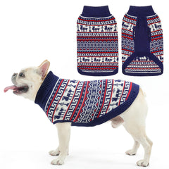 SCENEREAL Turtleneck Dog Sweater navy front view shows cozy warmth for chilly walks.