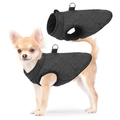 SCENEREAL winter dog vest back-zipper close-up for quick, secure on-off.