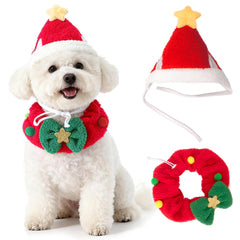 Scheppend dog Christmas outfit with hat and bow for a photo-ready holiday look