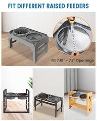 SCHITEC no-spill bowl inside diameter explained for raised feeders compatibility