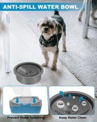 SCHITEC no-spill dog water bowl top view highlights clean water access