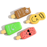 SCHITEC squeaky dog toy pack, side view, low-noise fun for quiet play.