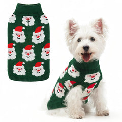 SCIROKKO dog sweater green Santa pattern for festive warmth during walks