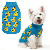 SCIROKKO dog sweater with yellow ducks pattern for cute outdoor wear