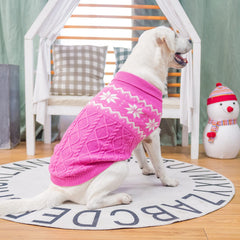 SCIROKKO pink sweater full body view shows snug knit and classic pattern.