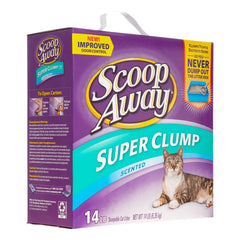 Scoop Away Fresh Scent clumps in the litter box illustrate easy scooping and odor-friendly upkeep.