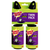 Scotch-Brite pet hair lint roller two-pack close-up showing sticky sheets for quick cleanups.