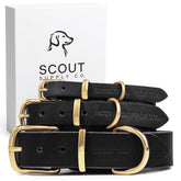 Scout Supply Co. Classic Leather Collar front view shows durable full-grain leather for daily wear.