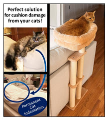 SCPW24 cushion protector cat bed side view demonstrates height-adjustable fit for sofas