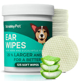 Scrubby Pet dog ear wipes 125-count container for easy, mess-free ear care.