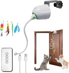 Scsuupoee door-hanging interactive cat toy in action promotes active play for indoor cats