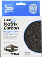 Seachem Matrix Carbon tidal filter close-up shows spherical carbon beads improving water clarity.