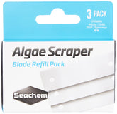 Seachem algae scraper blades pack 3 for easy, durable algae removal in glass aquariums.