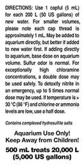 Seachem Prime label close-up highlighting purity and removal for tap water.