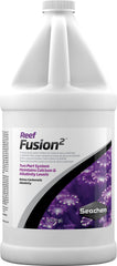 Seachem Reef Fusion calcium bottle pour demonstrates rapid calcium delivery for healthy corals.