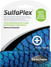 Seachem SulfaPlex bottle ready for quick aquarium treatment of bacterial and fungal issues.
