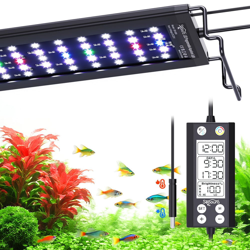 Seaoura aquarium light front view for 18-24 inch tanks supports customizable spectra.