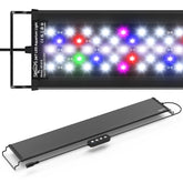 SEAOURA LED aquarium light with extendable bracket over tank for flexible mounting.
