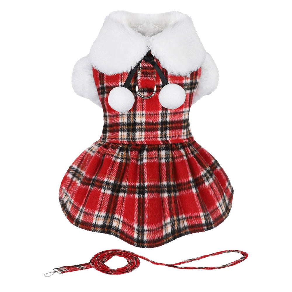 Sebaoyu dog christmas sweater dress red plaid for stylish holiday warmth