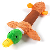 Sedioso duck toy outer view highlights its oversized 20-inch plush design for large dogs.