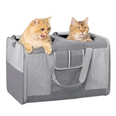 Sedioso large cat carrier divided interior keeps two cats separated for calmer transport.