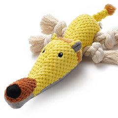 Sedioso Lion dog toy front view highlights durable cotton construction for playful fetch.
