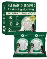 Seedshub Pet Hair Dissolver packaging with two sachets for easy laundry hair removal.