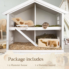 Seenelling hamster tunnel with climbing ladder supports exploration and exercise.