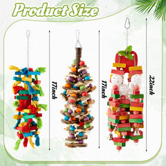 Seenelling natural wood parrot toy attaches to cage with bells for interactive play.