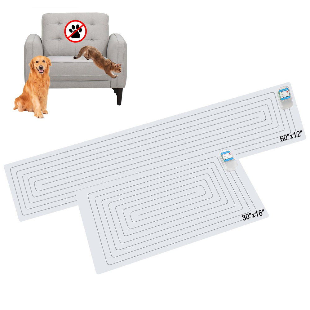 SEERWAY Scat Mat 60x12 setup deters pets from furniture during play.