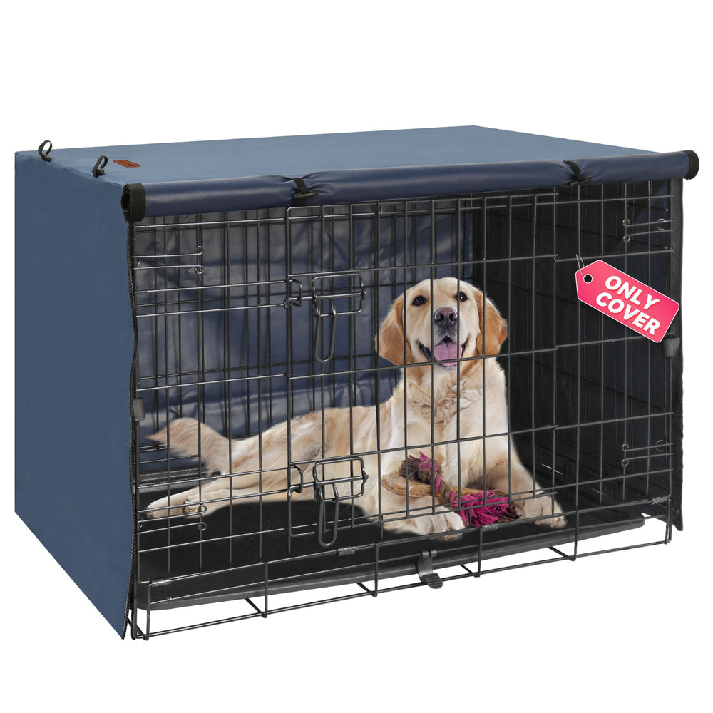 Seiyierr dog crate cover in blue with double doors for privacy and calm den