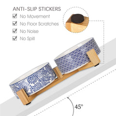 Selamica wooden stand with non-slip pads keeps bowls steady