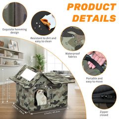 SELBATON Outdoor Cat House waterproof-fabric highlights durable rain protection and wind resistance