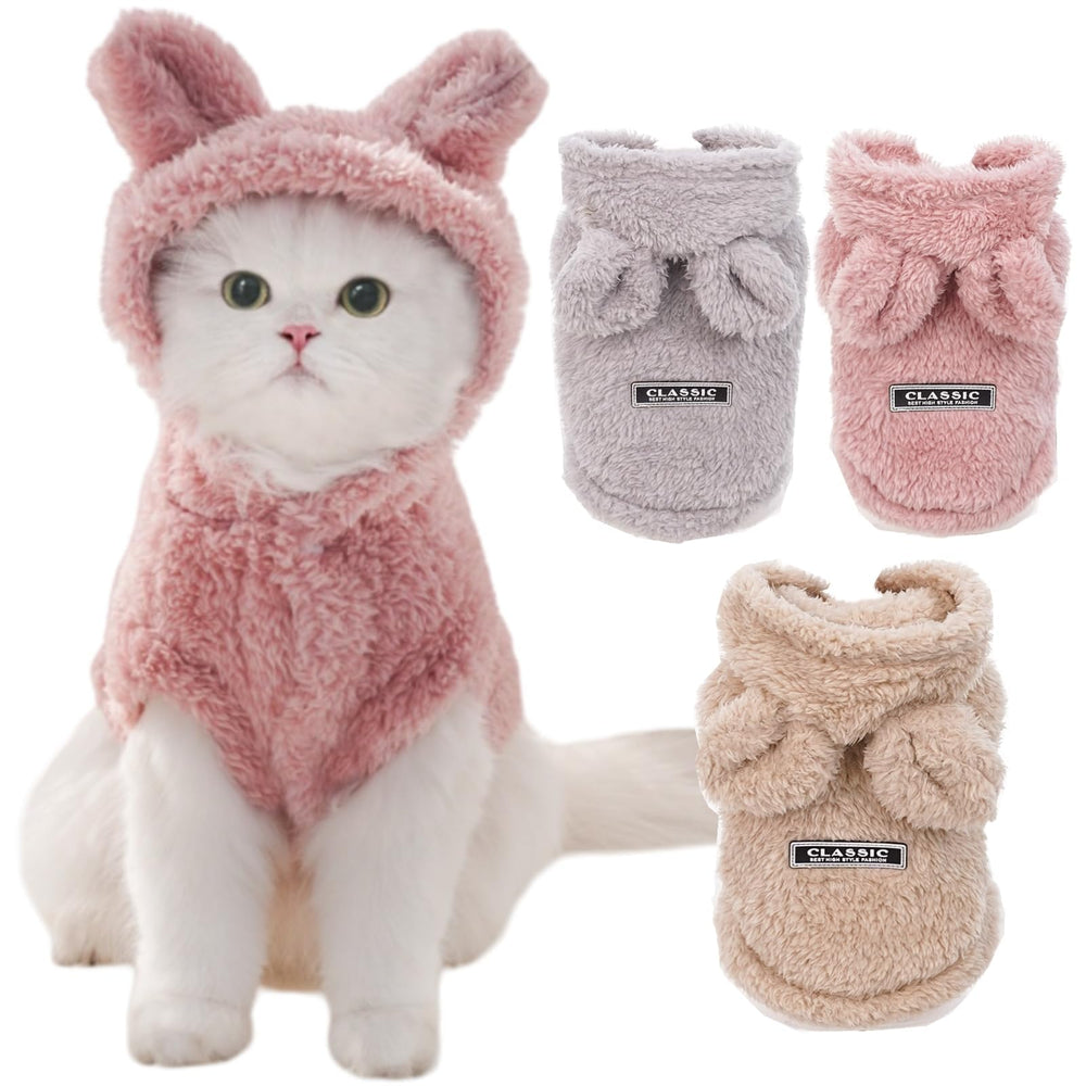 Selena bunny ears hoodie front view pink for cute pet outfits