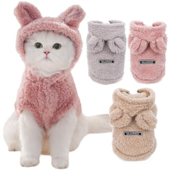 Selena bunny ears hoodie front view pink for cute pet outfits