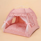 Selena cat bed tent pink front view highlights cozy nesting space for pets