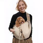 SENIOR BUDDAY dog carrier sling shows a lightweight design for effortless travel and hands-free outings