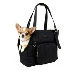 SENIOR BUDDAY dog carrier tote front view with secure tether for safe travel