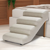 Senneny imitation-linen dog stairs 4-step assembly showing quick setup and sturdy stability.