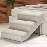 Senneny imitation linen dog stairs, 3-step focus, sturdy frame for easy bed access up to 150 lbs