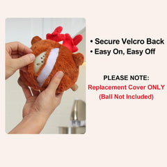 Senneny replacement ball cover on rolling ball in action, soft plush reduces noise during play