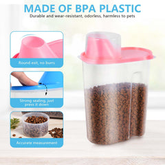 SenseYo container blue includes measuring cup for precise pet portions.