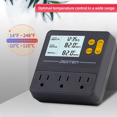 SENSTREE reptile thermostat digital display provides quick day/night scheduling.